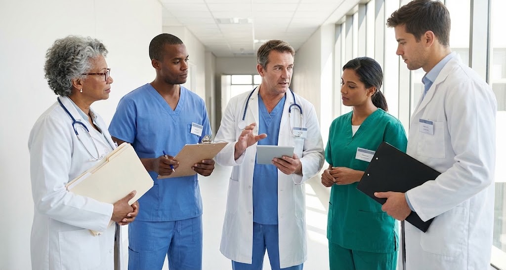 Healthcare providers collaborating